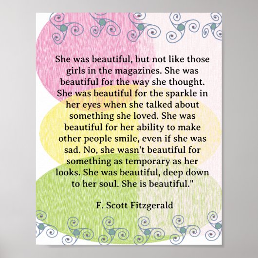 Ze was mooi == F.Scott Fitzgerald quote Poster (Voorkant)