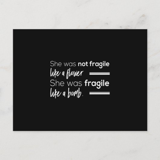 ze was niet breekbaar als bloem ze was fragiel ln briefkaart (Voorkant)