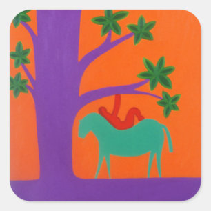 Ze werd door de Paard van 2003 overspoeld Vierkante Sticker