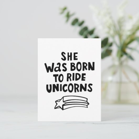 Ze werd geboren in Ride Unicorns Briefkaart (Staand voorkant)