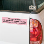 Ze werd gewaarschuwd bumpersticker (Op Truck)