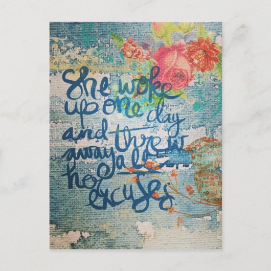 Ze werd op een dag wakker, geen excuus meer voor c briefkaart (Voorkant)