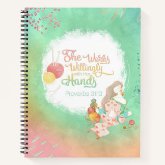 Ze werkt graag met haar handen breien notitieboek