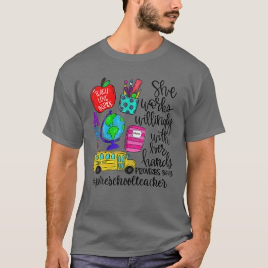 Ze werkt welwillend met haar handenkleerleer. t-shirt (Voorkant)