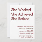 Ze werkte en bereikte haar pensioen kaart (Voorkant)