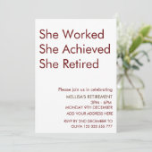 Ze werkte en bereikte haar pensioen kaart (Staand voorkant)