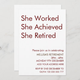 Ze werkte en bereikte haar pensioen kaart