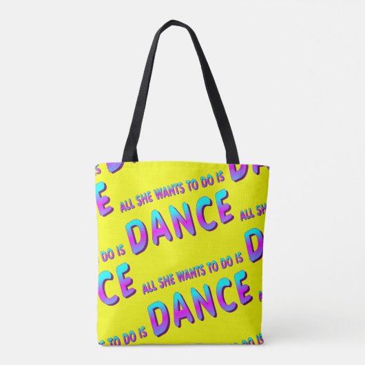Ze wil alleen dansen op gele Canvas tas (Achterkant)