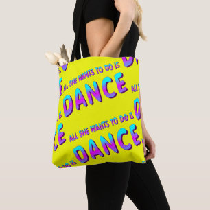 Ze wil alleen dansen op gele Canvas tas