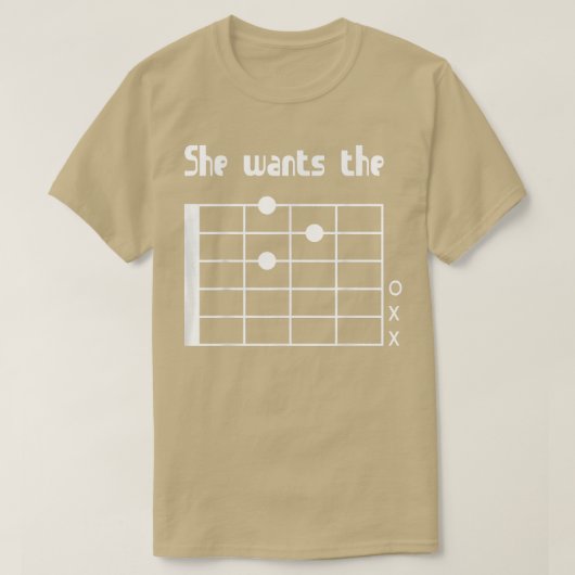 Ze wil de D ChordFunny Music Guitar Player 285 T-shirt (Design voorkant)