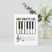 Ze wil de D Piano Muziek Briefkaart (Staand voorkant)