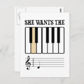 Ze wil de D Piano Muziek Briefkaart (Voorkant / Achterkant)