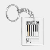Ze wil de D Piano Muziek Sleutelhanger (Voorkant Links)