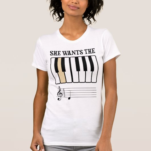 Ze wil de D Piano Muziek T-shirt (Voorkant)