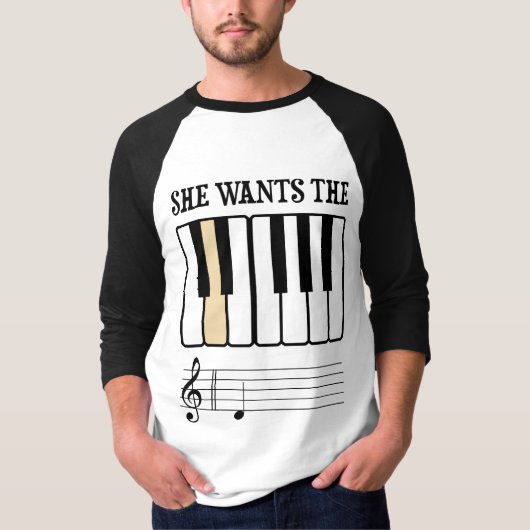 Ze wil de D Piano Muziek T-shirt (Voorkant)