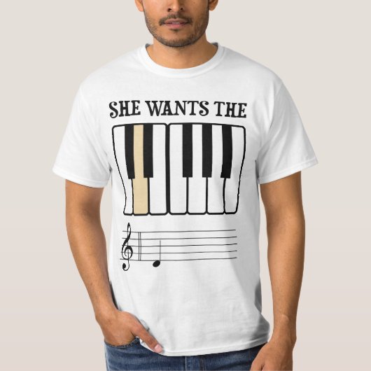 Ze wil de D Piano Muziek T-shirt (Voorkant)