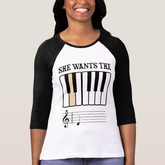 Ze wil de D Piano Muziek T-shirt (Voorkant)