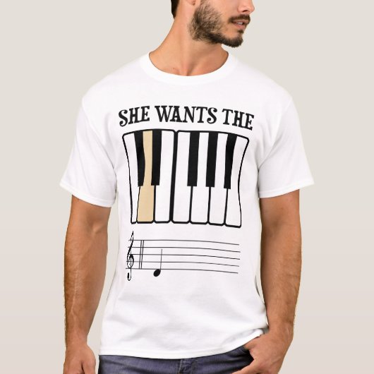 Ze wil de D Piano Muziek T-shirt (Voorkant)
