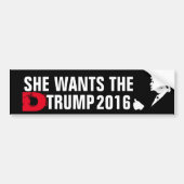 Ze wil de D Trump 2016 Bumpersticker (Voorkant)