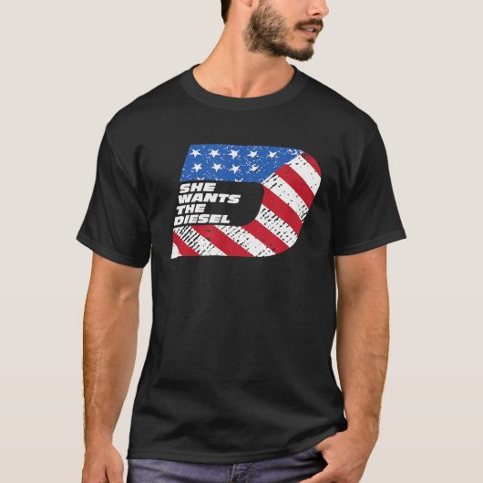 Ze wil de Diesel Mechanic T-shirt Amerikaanse vlag (Voorkant)