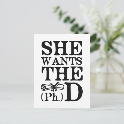 Ze wil de PhD Briefkaart (Staand voorkant)