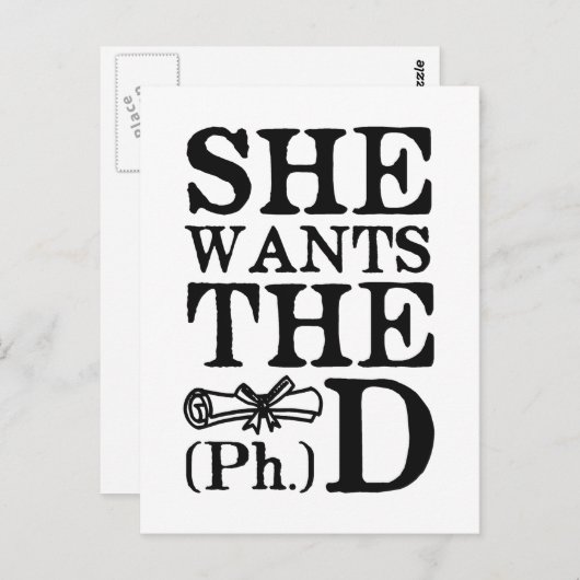 Ze wil de PhD Briefkaart (Voorkant / Achterkant)