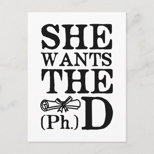 Ze wil de PhD Briefkaart (Voorkant)