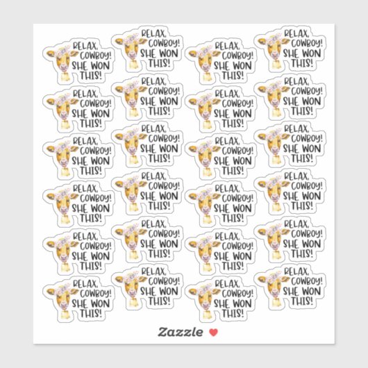 Ze wil deze losbijl van Cowboy Cute Koe Pun Sticker (Vel)