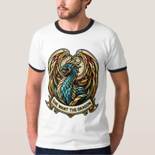 Ze wil het Dragon Stain Glass Design T-shirt