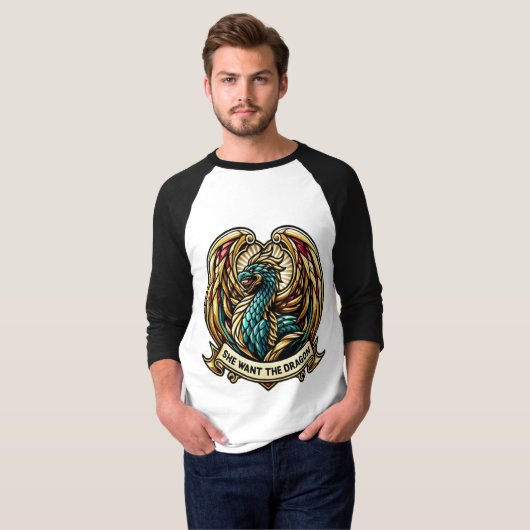 Ze wil het Dragon Stain Glass Design T-shirt (Voorkant volledig)