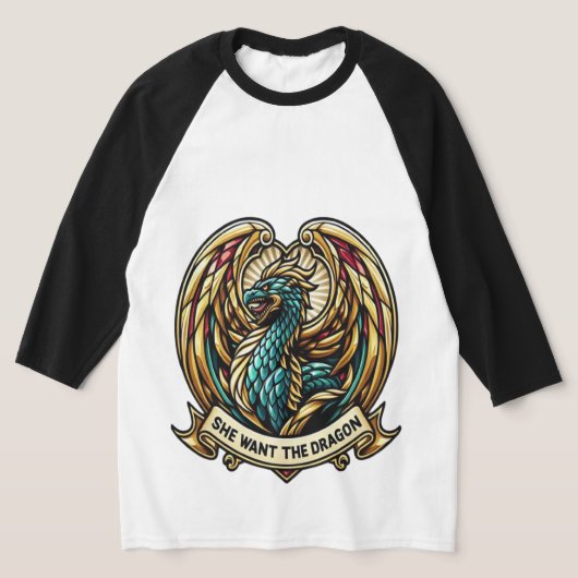 Ze wil het Dragon Stain Glass Design T-shirt (Laagn)