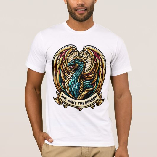 Ze wil het Dragon Stain Glass Design T-shirt (Voorkant)