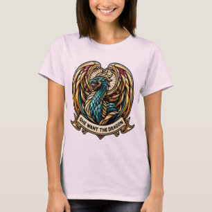 Ze wil het Draken Glas-in-Lood Ontwerp T-shirt