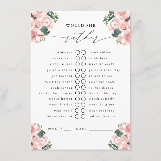 Ze wil liever Boots & Bubbly Party spel Informatiekaartje (Voorkant)