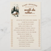 Ze wil liever kamperen Bachelorette Party Game Flyer (Voorkant)