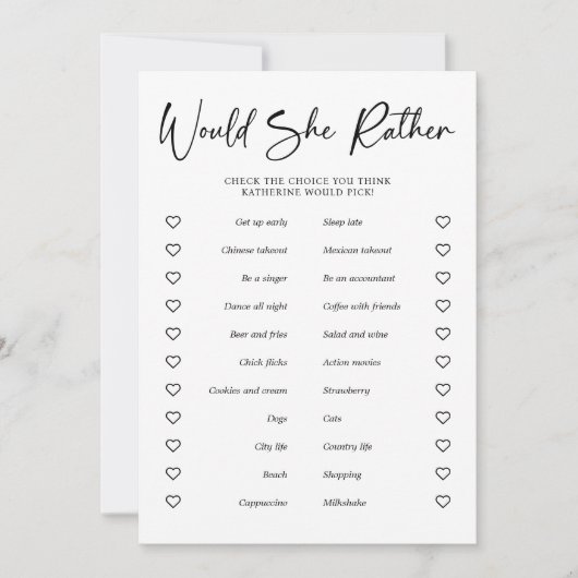 Ze wil liever Vrijgezellenfeest partij spel Kaart (Voorkant)