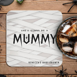Ze wordt een mummie Halloween Baby shower Kartonnen Onderzetters