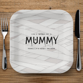Ze wordt een mummie Halloween Baby shower Papieren Bordje