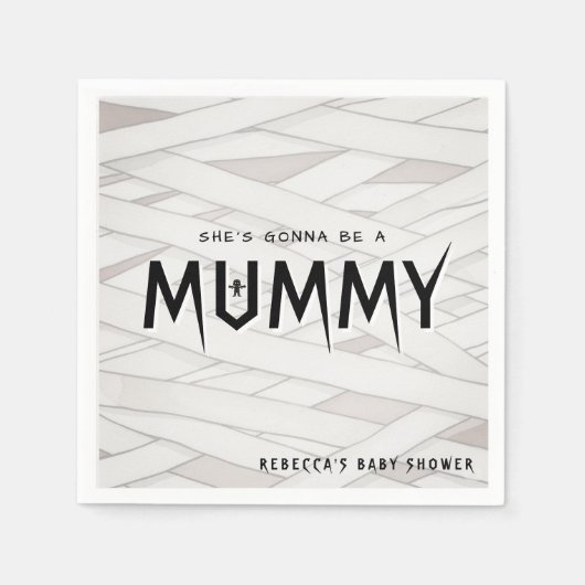 Ze wordt een mummie Halloween Baby shower Servet (Voorkant)