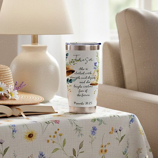 Ze wordt gekleed met kracht gepersonaliseerd geïsoleerde drinkbeker