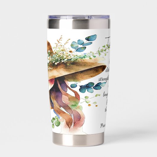 Ze wordt gekleed met kracht gepersonaliseerd geïsoleerde drinkbeker (Voorkant)