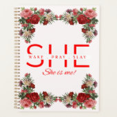 Ze wordt wakker, bidt, doodt rode rozen planner (Voorkant)