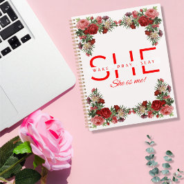 Ze wordt wakker, bidt, doodt rode rozen planner