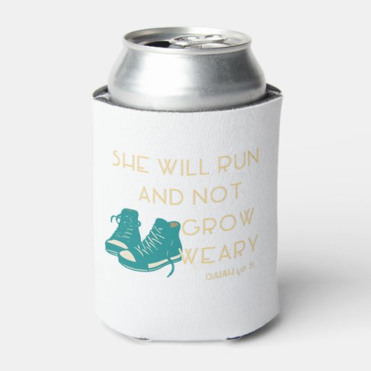 Ze zal rennen en niet weiftig worden - ISAIAH 40:3 Blikjeskoeler (Blikje Voorkant)