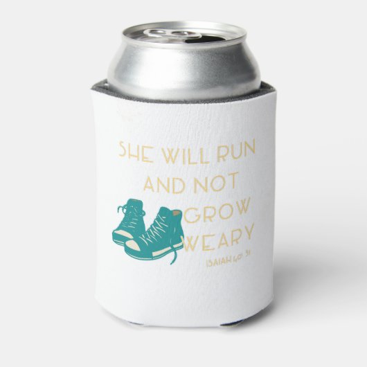 Ze zal rennen en niet weiftig worden - ISAIAH 40:3 Blikjeskoeler (Blikje Achterkant)
