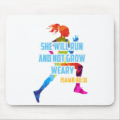 Ze zal rennen en niet weiftig worden - ISAIAH 40:3 Muismat (Voorkant)
