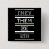 Ze/Ze Agender Pronoun Pin Vierkante Button 5,1 Cm (Voorkant)