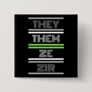 Ze/Ze Agender Pronoun Pin Vierkante Button 5,1 Cm