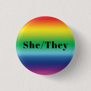 Ze, ze hebben de Rainbow-kleuren van Lgbtq Lgbt Ronde Button 3,2 Cm