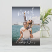 Ze zei dat de liefdeshart van Engagement Party fot Kaart (Staand voorkant)